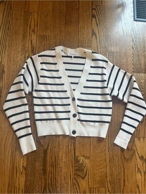 FRAME cropped stripped sweater Cartigan. Medium.